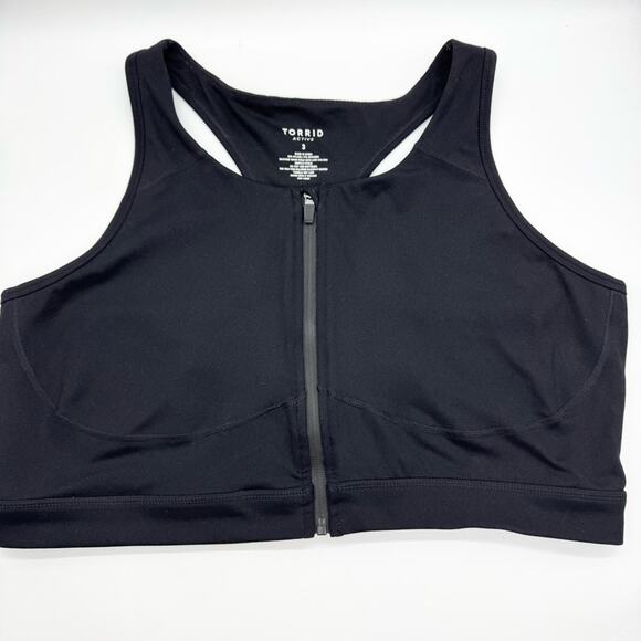 Torrid Low-Impact Wireless Zip-Front Active Sports Bra Black Plus Sz 3X Yoga Gym - Picture 4 of 10